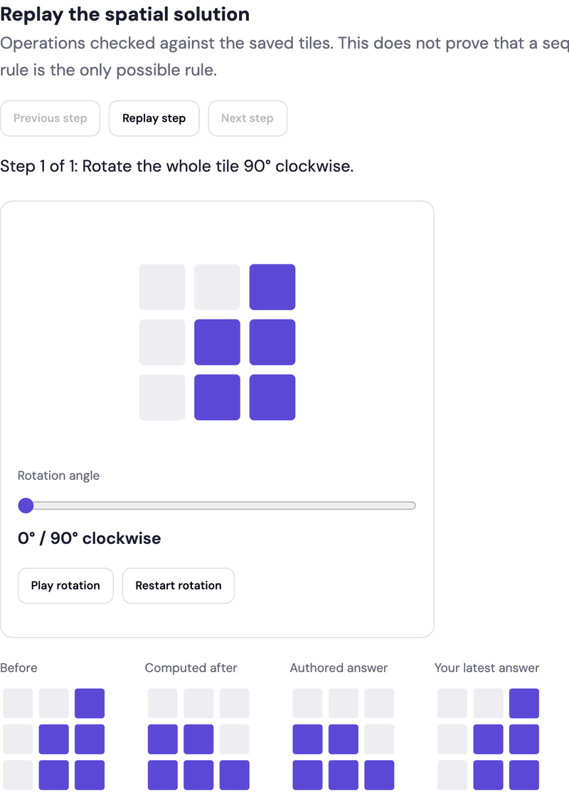 A spatial question with the shape rotating on screen